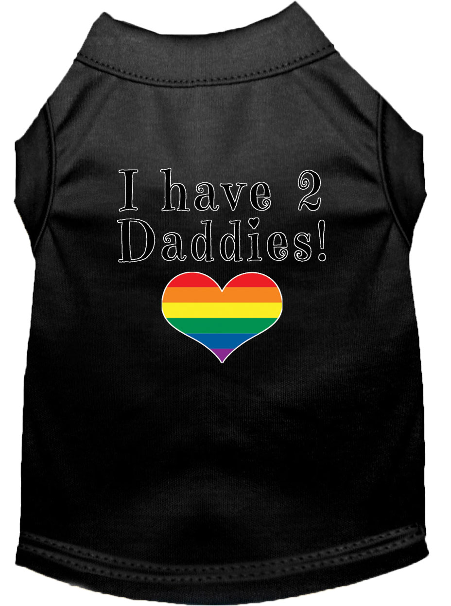 I have 2 Daddies Screen Print Dog Shirt Black Sm